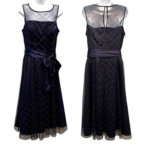 Jessica Howard Tulle Rhinestone Cocktail Dress Navy Blue Formal Party Event Size - Picture 1 of 15
